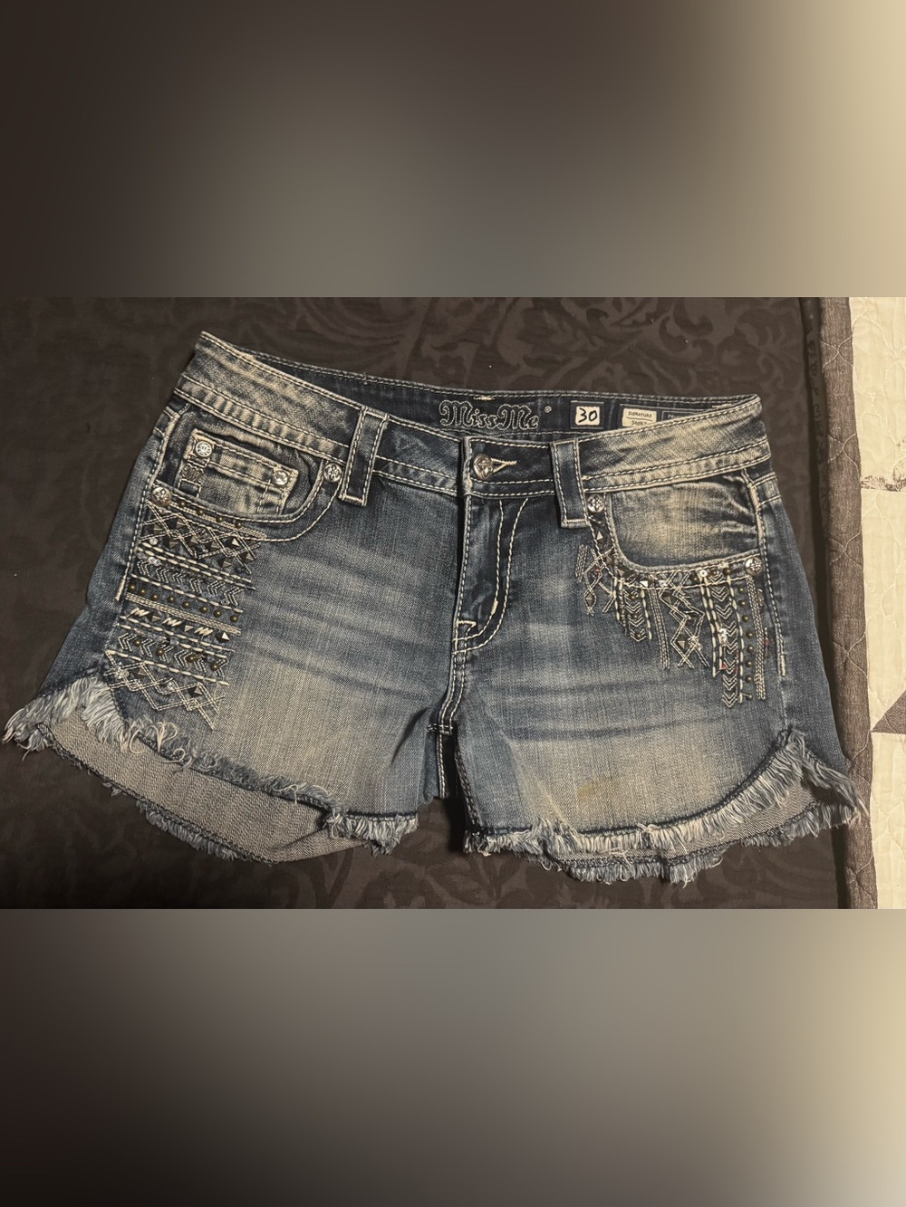 Miss Me Sequin Studded Shorts Women’s 30